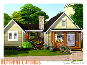 Sims 4 — Pumpkin Camping by GenkaiHaretsu — Pumpkin cabin for family.