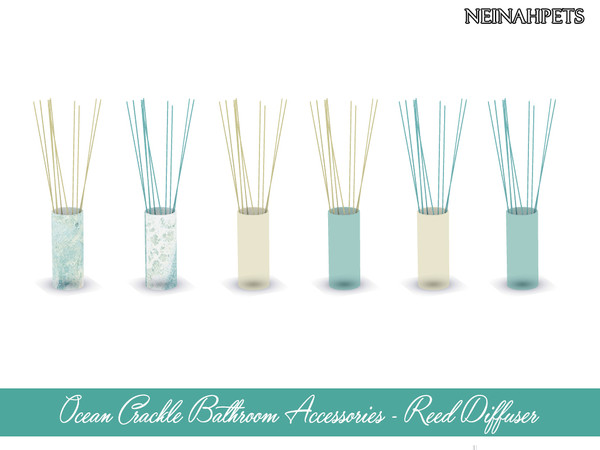 Sims 4 — Ocean Crackle Bathroom Accessories - Reed Diffuser{Mesh Req} by neinahpets — A cylinder vase with long reeds. 6