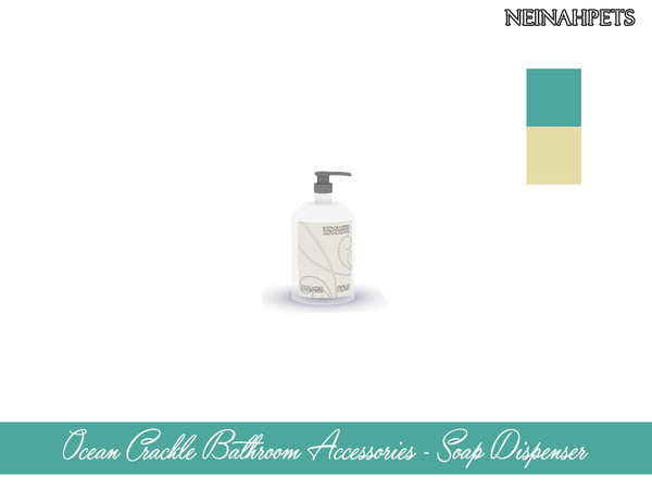 Sims 4 — Ocean Crackle Bathroom Accessories Soap Dispenser {Mesh Req} by neinahpets — A soap dispenser with 2 types of