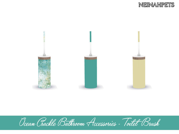 Sims 4 — Ocean Crackle Bathroom Accessories - Toilet Brush {Mesh Req} by neinahpets — A toilet brush in holder. 3 Colors