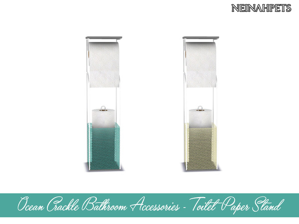 Sims 4 — Ocean Crackle Bathroom Accessories - Toilet Paper {Mesh Req} by neinahpets — A toilet paper stand. 2 Colors