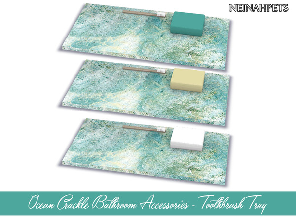 Sims 4 — Ocean Crackle Bathroom Accessories Toothbrush Tray{Mesh Req} by neinahpets — A marble toothbrush tray with a