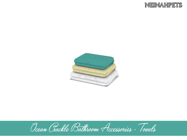 Sims 4 — Ocean Crackle Bathroom Accessories - Towels {Mesh Required} by neinahpets — A stack of bathroom towels.