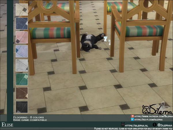 Sims 4 — Elise by Silerna — 2-colored Stone tiles for indoor and outdoor. -Base game compatible. -Cat not included :) -8