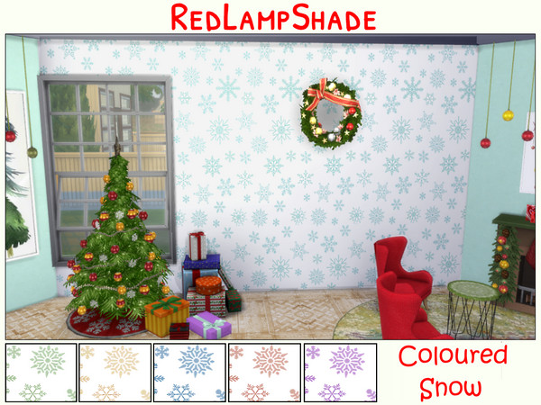 Sims 4 — Coloured Snow by RedLampShade — A light dusting of snowflakes on this paper that comes in different colours.