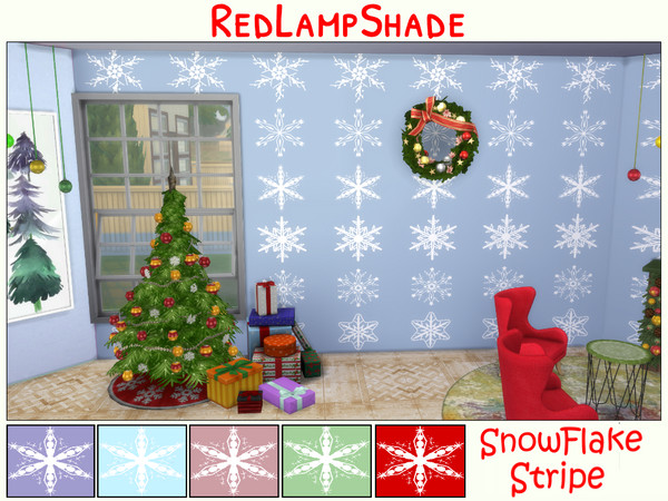 Sims 4 — Snowflake Stripe by RedLampShade — Big and bold is this seasons look and this wallpaper with its bold design