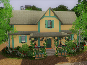 Sims 3 — Empty Cottage no cc Riverview by sgK452 — House with possibility of 3 bedrooms, flowered and landscaped garden,