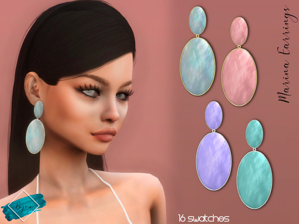 Sims 4 — [Bijou] Marina Earrings by Bijou_cc — * 16 swatches * Disallowed for random * Teen to Elder * Female * Custom