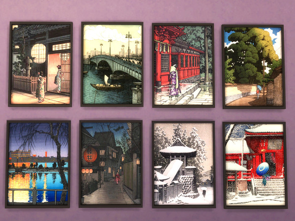 Sims 4 — Japanese print artworks by rrtt4 — -New Mesh -8 swatches -Base Game Compatible 