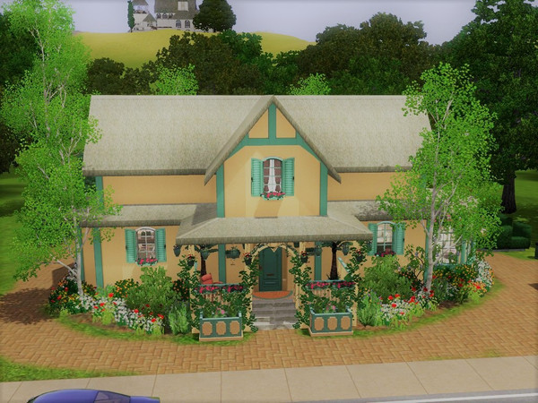 Sims 3 — Cottage no cc Riverview by sgK452 — house for 3 people, comfortable, music, tv, drawing, equipped kitchen,