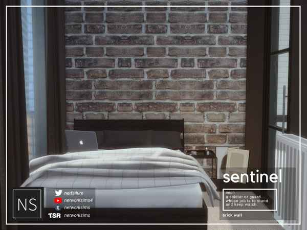 Sims 4 — Sentinel Brick Walls - Networksims by networksims — Detailed dark brick walls.