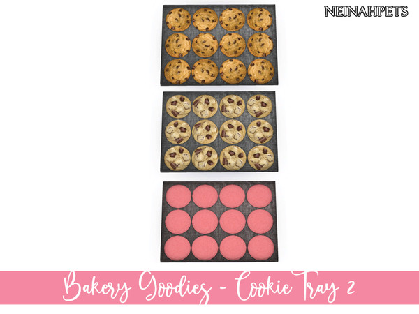 Sims 4 — Bakery Goodies - Cookie Tray II by neinahpets — 3 freshly baked tray of chocolate chip cookies, chocolate chunk