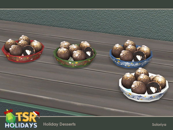 Sims 4 — Holiday Wonderland. Holiday Desserts. Truffles by soloriya — Decorative truffles. Part of Holiday Desserts set.