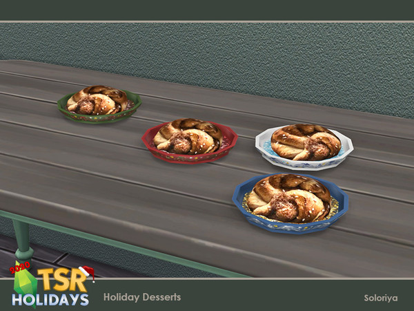 Sims 4 — Holiday Wonderland. Holiday Desserts. Bun by soloriya — Decorative bun. Part of Holiday Desserts set. 4 color