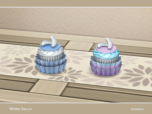 Sims 4 — Winter Decor. Cupcake with Skates by soloriya — Decorative cupcake with skates. Part of Winter Decor set. 2