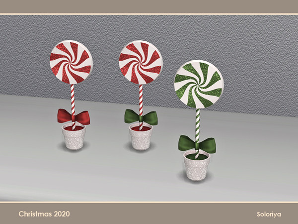 Sims 4 — Christmas 2020. Peppermint Decor by soloriya — Peppermint decor. Part of Christmas 2020 set. 3 color variations.