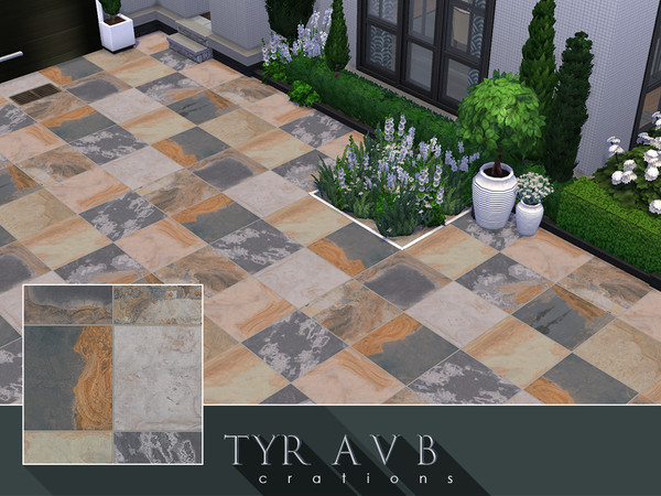 Sims 4 — Abbey Black Multi Stone Floor Tiles by TyrAVB — These beautiful luxury multicolored tiles that imitate natural