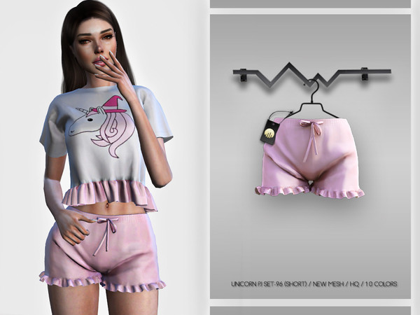 Sims 4 — Unicorn PJ SET-96 (SHORT) BD364 by busra-tr — 10 colors Adult-Elder-Teen-Young Adult For Female Custom thumbnail