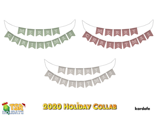 Sims 4 — 2020 Holiday Collab TSR_kardofe_Garland by kardofe — Wall garland with the phrase MERRY CHRISTMAS, in three