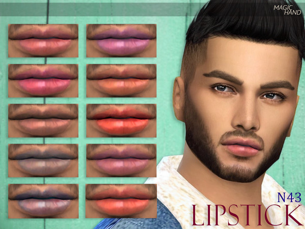 Sims 4 — [MH] Lipstick N43 by MagicHand — --12 available colors-- --Compatible with HQ settings-- --CAS thumbnail--