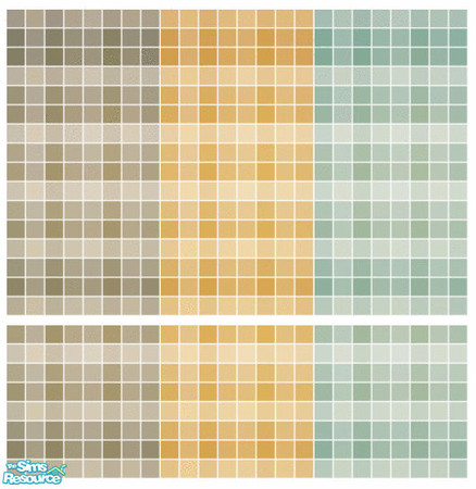 Sims 2 — Cyprus Tile Set by s00z — Three tiled walls with coordinating floors.