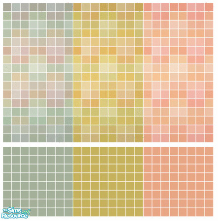 Sims 2 — Delicious Tile Set by s00z — Three tiled walls with coordinating floors.
