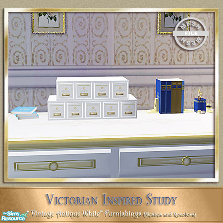 Sims 2 — Victorian Inspired Study - Desk Set 003 by Cashcraft — The Victorian Inspired Study set features 8 new meshes.