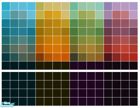 Sims 2 — Volcano Tile Set by s00z — Four tiled walls with coordinating floors.