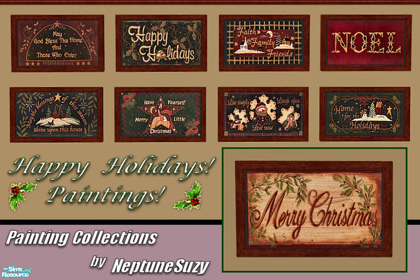 Sims 2 — NSC Painting Set87 - Christmas by Neptunesuzy — Your Sims will love these Holiday Paintings! Enjoy!
