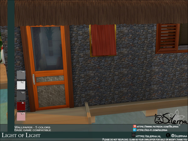 Sims 4 — Light on Light by Silerna — -Basegame compatible -Wallpaper - Rock & Stone -5 colors - Please do not