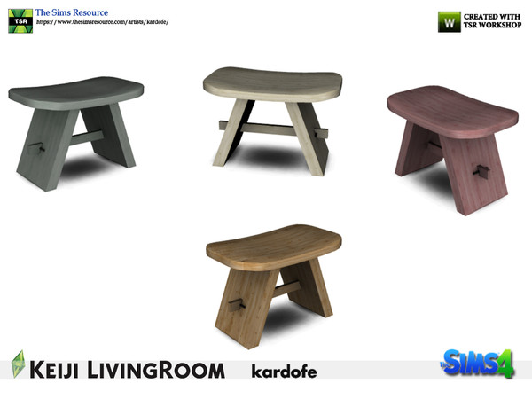 Sims 4 — kardofe_Keiji LivingRoom_Auxiliary table by kardofe — Small side table, made of wood, in four color options 
