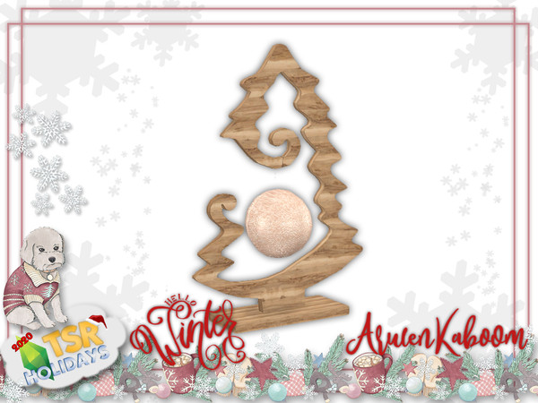 Sims 4 — Holiday Wonderland  - Wood Tree With Ornament by ArwenKaboom — Base game deco item. Found in Decoration -