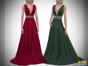 Sims 4 — Holiday Wonderland - Celebration Gown.  by Pipco — A charming, elegant belted gown. 