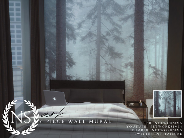 Sims 4 — Ark Wall Mural - Networksims by networksims — A wall mural of a creepy forest.