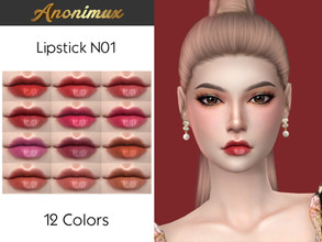 Sims 4 — Lipstick N01 by Anonimux_Simmer — - 12 colors - Base Game Compatible -Thanks to all CC creators - I hope you