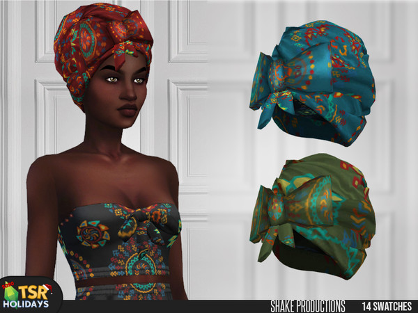 Sims 4 — Holiday Wonderland - ShakeProductions Kwanzaa Headscarf by ShakeProductions — African Headscarf New Mesh All