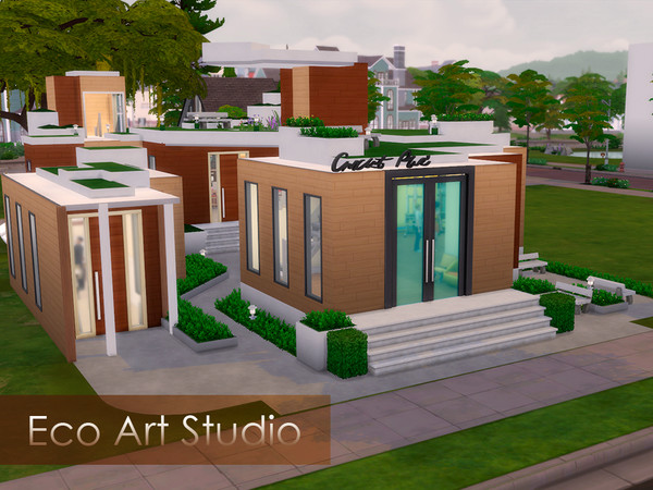 Sims 4 — Eco Art Studio by tellaris — A comfortable green area for your sims to make art ♥ Includes: painting