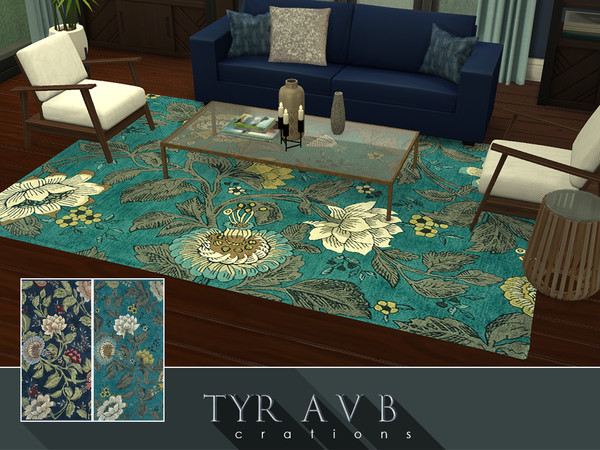 Sims 4 — Wedgwood Passion Flower Area Rug by TyrAVB — This high end handmade Wedgwood designer wool carpet with a floral