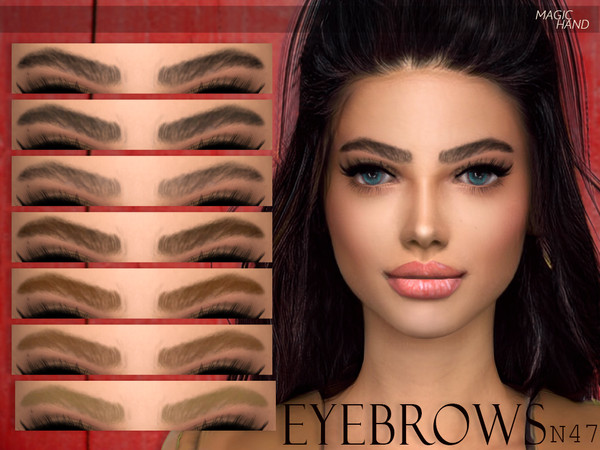 Sims 4 — [MH] Eyebrows N47 by MagicHand — --12 available colors-- --Compatible with HQ settings-- --CAS thumbnail--