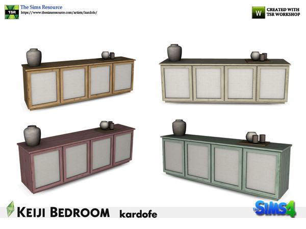 Sims 4 — kardofe_Keiji Bedroom_TV table by kardofe — TV table, with four doors decorated with linen, in four colour