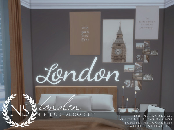 Sims 4 — London Deco Set - Networksims by networksims — A set of four London-themed deco items.