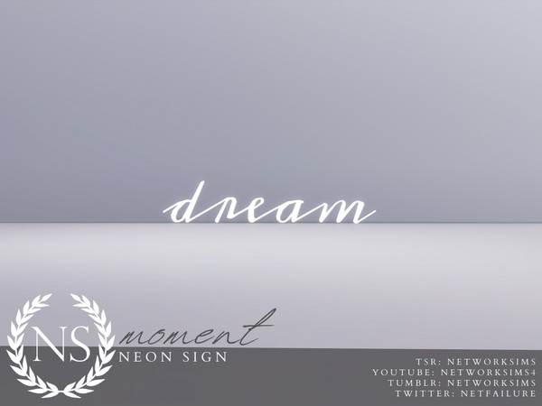 Sims 4 — Dream Neon - Moment Bedroom - Networksims by networksims — A white neon sign of the word Dream in a cursive
