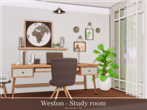 Sims 4 — Weston Study Room by Mini_Simmer — Room type: Study room Size: 4x4 Price: $8334 Wall Height: Short