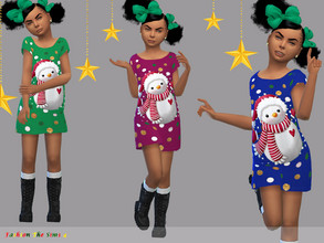 Sims 4 — Dress Mary child by LYLLYAN — Dress Mary child for Christmas in 8 colors . Custom thumbnail Required: The Sims