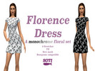 Sims 4 — Florence - Monochrome Floral Dress by sardineontheinternet — A monochrome floral set 8 swatches, 4 patterns T-E