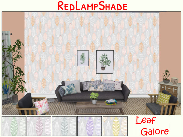 Sims 4 — Leaf Galore by RedLampShade — A lovely paper full of leaves and with a skirting board by Redlampshade 3 wall