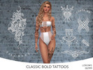 Sims 4 — Classic Bold Tattoos by ltb19992 — Edgy, bold tattoos for your hipster Sims! Includes hand/finger tattoos. Comes