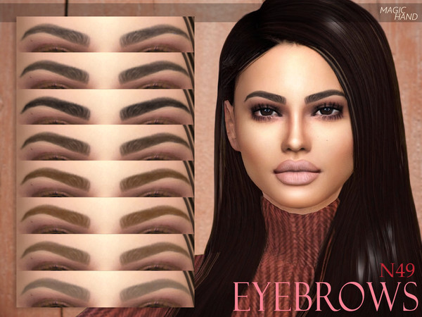Sims 4 — [MH] Eyebrows N49 by MagicHand — --12 available colors-- --Compatible with HQ settings-- --CAS thumbnail--
