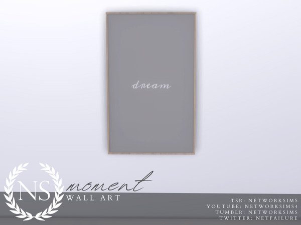 Sims 4 — Artwork - Moment Office - Networksims by networksims — 6 motivational posters in a light wooden frame.