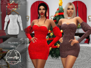 Sims 4 — Camuflaje - Felicidad (Dress) by Camuflaje — * New mesh * Compatible with the base game * HQ * All LODs (I